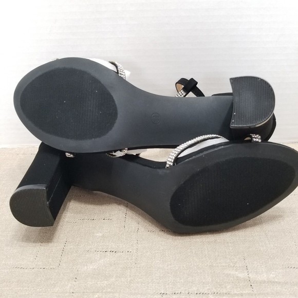 Journee Collection Women's Black Ankle Strap Heels Size 8.5 Denali Rhinestone - Picture 8 of 10